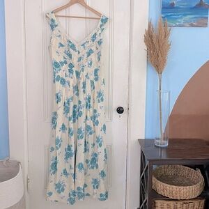 Free People | Pleated Blue Floral Dress